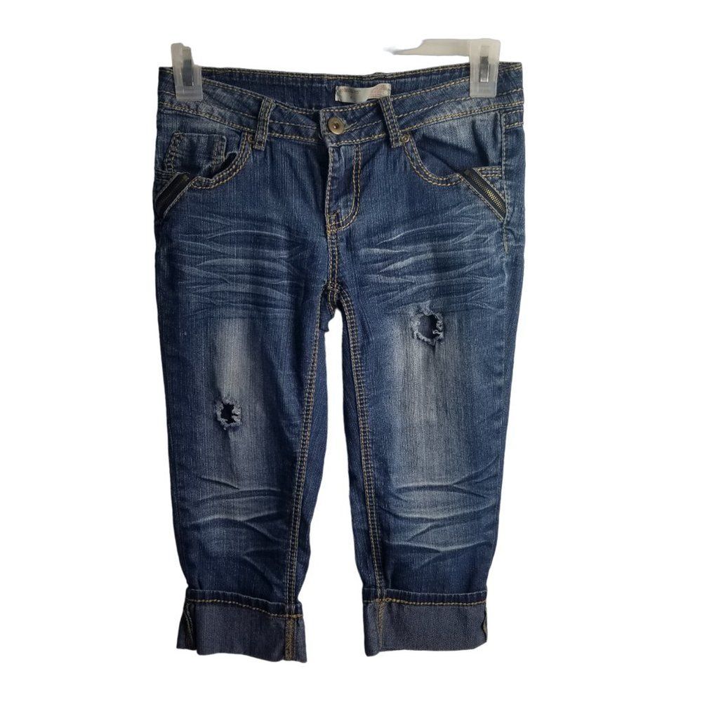 NOBO Jean capris Knee Pants Stretch Low Rise Distressed Women's Size 9